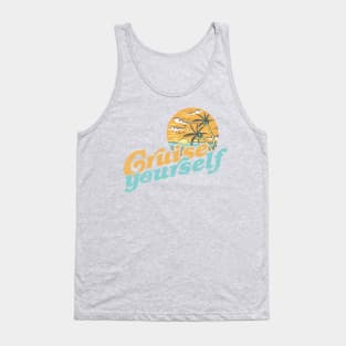 Cruise Yourself, funny 60s retro sunset palms at the beach Tank Top